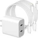 iPhone 14 Super Fast Charger, Dual Port USB C Charger, iPhone Charger Fast Charging Block, Quick Apple USB C Wall Adapter Plug,2Pack Type C Lightning Cable For iPhone 14/13/12/11/ProMax/MiNi/XR/SE/8 Plus (White)