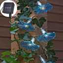 Solar LED Flower String Lights, 33FT 10 LED Waterproof Outdoor Decorative Stringed LED String Lights Morning Glory Flower for Party,Christmas,Garden,Patio,Outdoor, Decoration (Blue)