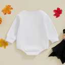 YINGISFITM Thanksgiving Halloween Baby Girl Boy Outfit Turkey Sweatshirt Bubble Romper Sweater Shirt Onesie Fall Clothes (White)