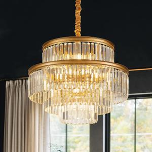 21.6" 14-Light Modern Crystal Chandelier Light Fixtures 4-Tier Gold Luxury Chandeliers for Dining Room Round Hanging Pendant Lighting for Living Room Kitchen Entryway Bedroom Foyer Hallway