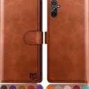 SUANPOT for Samsung Galaxy A14 5G Wallet case with RFID Blocking Credit Card Holder,Flip Book PU Leather Protective Cover Women Men for Samsung A14 Phone case(Light Brown)