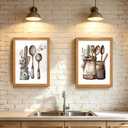 Doqueodas 2Pcs Vintage Country Kitchen Canvas Wall Art Wood Frame 16x24 in