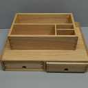 KIRIGEN Wood Coffee Station Organizer Coffee Bar Accessories Storage Tea Condiment Storage Holder with Drawers Natural (KFJTZ-NA)