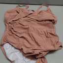 B2prity Women's One Piece Swimsuits Tummy Control Front Cross Bathing Suits Tie Back Slimming V Neck Swimwear (X-Large, Cameo Brown)