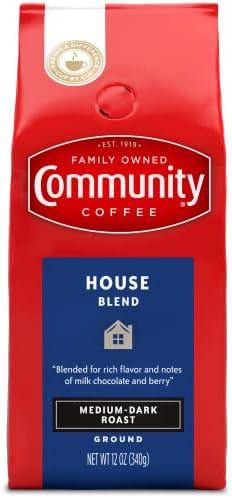 Community Coffee House Blend, Ground Coffee, Medium Dark Roast, 12 Ounce Bag (Pack of 2) Brew By: 10/18/25