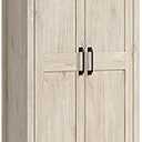Sauder 2-Door Storage Cabinet, Tall Wooden Organizer, in a Chalk Oak Finish