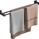 FORIOUS Double Towel Bar Racks Holder for Bathroom 24 Inch, Heavy Duty SUS304 Stainless Steel Square Dual Towel Rail Wall Mount, Matte Black