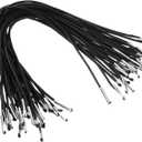 PATIKIL 10 Inch Elastic Barbed Cord, 100 Pcs 1.6mm Loop Stretch Round String with Metal Barb Fasteners for Hats Masks Menus Crafting Book, Black (25cm)