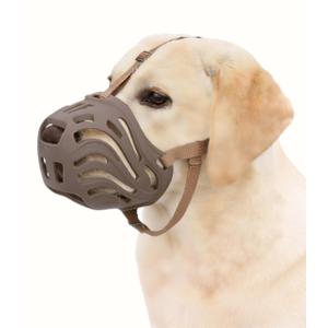 Dog Muzzle for Large Dogs, Silicone Basket Dog Muzzle for Large and Medium Dogs Breed Can Prevent Eating Chewing and Barking for Grooming Trimming Training (Coffee, L-6)