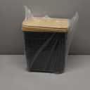 Ohmlove 4 Packs Storage Bins with Bamboo Lids - Plastic Storage Containers with Lids Stackable Storage Box: Storages Baskets for Organizing Desktop Closet Playroom Classroom Office, Black