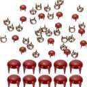 PATIKIL 6mm Metal Studs Spots 100Pcs Round Dome Claw Beads Nailhead Rivets Spike Studs for Leather Craft Clothes Belt Bag Shoes, Red