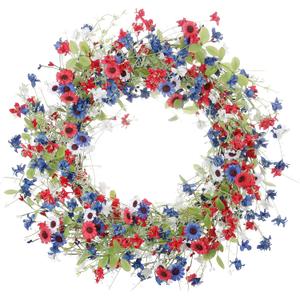 VioletEverGarden 4th of July Patriotic Wreaths for Front Door 22 Inch Red White Blue Flower Wreath Americana Floral Wreath Patriotic Decorations for Independence Day Memorial Day Flag Day Decor