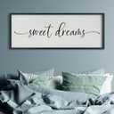 SRSZHIYUE Bedroom Above Bed Wall Decor Minimalist Sweet Dreams Sign 40''×15'' Large Romantic Modern Farmhouse Plaque Master Bedroom Guest Room Couples Wall Hanging Decoration?Black?