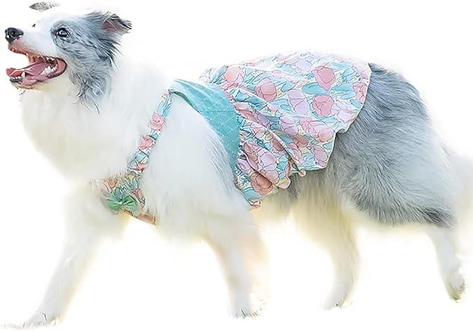 Floral Dog Dresses for Large Dogs Girl Bowknot Puppy Princess Dress Cute Cat Suspender Skirt Summer Pet Clothes S