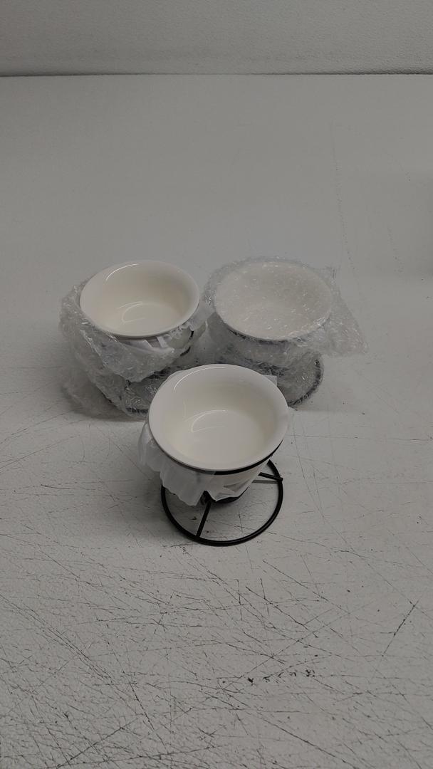 Kcgani 3Pcs Ceramic Butter Warmers for Seafood, 5oz Fondue Pot Set for Chocolate Butter Cheese, Ceramic Bowl for Food Crab Lobster, Suitable for Dishwasher Microwave Oven, Round