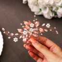 Gorais Leaf Bride Wedding Hair Comb Pearl Bridal Hair Piece Crystal Side Comb Hair Accessories for Women and Girls (C-Rose Gold)