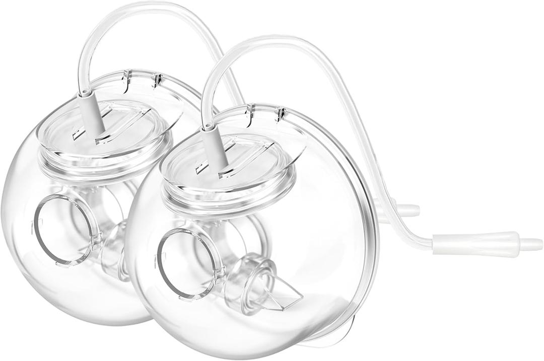 2 Pack CaraCups Wearable Milk Collection for Spectra S1 S2 9 Plus and SG, Wearable Breast Pump Collection Cup Compatible with Spectra/Medela/Lansinoh, 24mm Flange Milk Collector Cup Tubing Parts (2 full sets-Overall)