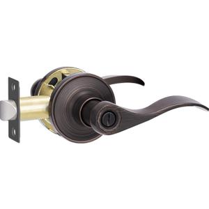 1 Pack Privacy Door Handle, Oil Rubbed Bronze Reversible Door Lever Perfect for Interior Door and Closet, Traditional Wave Style Privacy Door Lock