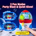 Rocket-Shaped Bubble Machine for Kids & Pets - Dual Powerful Bubble Outlets, Automatic 360 Rotation, Adjustable LED Lights & Music Ideal for Indoor/Outdoor Birthday Parties
