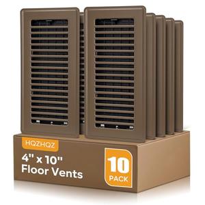 Floor Register 4x10, Floor Vent Covers, Heavy Duty Steel Walkable Floor Vents, for Sidewall and Floor, Brown 10 Pack