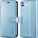 TUCCH Case for iPhone 17e, Wallet Case for iPhone 16e, [RFID Blocking] 4 Card Holder Stand TPU Interior Shell PU Leather Magnetic Protective Flip Cover Compatible with iPhone 17e/16e, Shiny Light Blue