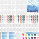 Qilery 24 Set 6 x 6 Inch Canvas Boards and Easel for Painting, Acrylic Paint Strips, Palettes, Brushes, Canvases Painting Kits for Kids Adults Artists Beginners Oil Acrylic Painting Party Favors (5.9" x 5.9")