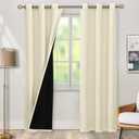 BGment Cream 100% Blackout Curtains for Bedroom 84 Inch Length 2 Panels Set, Thermal Insulated Full Light Blocking Grommet Noise Cancelling Window Curtains&Drapes with Black Liner, 42 Inch Wide Each
