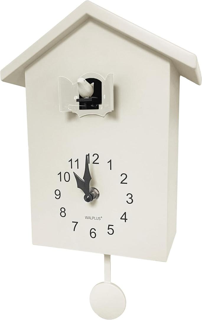WALPLUS Modern Cuckoo Clocks for Wall Hourly Chiming Coo Coo Clock Volume Adjustable Cookoo Clock Removable Pendulum Christmas Cuckoo Gift White Interior Decoration WALPLUS Modern Cuckoo Clocks for Wall Hourly Chiming Coo Coo Clock Volume Adjustable Cookoo Clock Removable Pendulum Christmas Cuckoo Gift White Interior Decoration