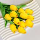 Eternal Blossom 12pcs Yellow Tulips Artificial Flowers, 13.4" PU Flowers Fake Tulips for Spring Mother's Day Easter ValentineS Day Gifts in Home Kitchen Wedding Dining Table Decorations