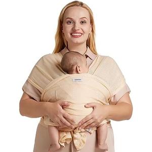 Momcozy Baby Carrier AirMesh - The Perfect Summer Sling for Newborns to Toddler 8-35 lbs - Cooling Fabric Baby Wrap, Lightweight, Ergonomic, and Easy to Wear, Beige