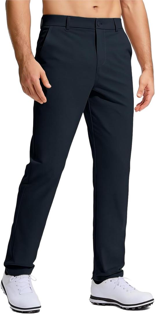 Men's Golf Pants Stretch Work Dress Comfy Pants 30"/32"/34" Lightweight Quick Dry Casual Slacks Trousers with Pockets