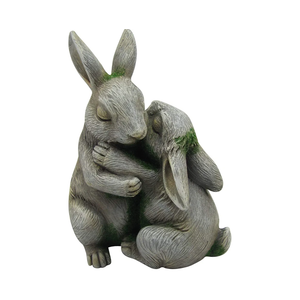Comfy Hour Farmhouse Collection Resin 6" Embracing Rabbits Statue Garden Decoration