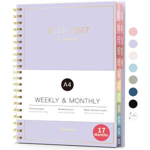 Aug 2026 - Dec 2027 Planner, Forvencer 17 Month Academic Planner 2026-2027, 8.5" x 11", Calendar Planner Weekly and Monthly, Daily Agenda Book, College School Supplies for Student Teacher, A4, Purple