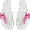 OYOANGLE Women's Boho Flower T Strap Thong Sandals Summer Vacation Flip Flops Beach Slippers (7.5, Pink)