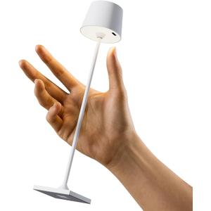 Compact Cordless Table Lamp, Rechargeable LED Night Light, Dual Light Source (RGB Top & Warm Bottom), Touch Control & Timer, Metal Lamp for Bedroom & Kids Room (White 1PACK)