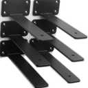 6 Pack - 6 inch Black Hidden L Shelf Bracket (1/5 Inch Thicked) Iron Floating Shelf Brackets Rustic Industrial Metal Brackets for Shelf Support