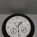 Illuminated Large Indoor Outdoor Clock,18 Inch Smart Night Light Sensor Star World Map Outdoor Clocks Waterproof,Outdoor Wall Clock with Thermometer & Hygrometer for Patio, Garden, Pool (Oil Rubbed Bronze)