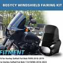 Motorcycle Fairing Windshield Kit, Retro Motorbike 11" Smoked Wind-Screen Black Fairing, 48-58mm Forks Fit for Softail Fat Bob FXFB 2018-2019 114 FXFBS 2018-2023