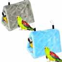 2 Pack Warm Bird Nest House Bed Hanging Hammock Sleeping Bed Plush Hanging Snuggle Cave Happy Hut for Pet Parrot Parakeet Cockatiel Conure Cockatoo African Grey Macaw(Blue&Grey)