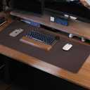 Desk Pad Mat 23.6"x13.7" - Waterproof Mouse Pad & Desk Protector, Non-Slip PU Leather for Gaming Keyboard/Mouse, Stitched Edge XL Office Desk Pad with Ergonomic Support(Chocolate) (24" x 14")