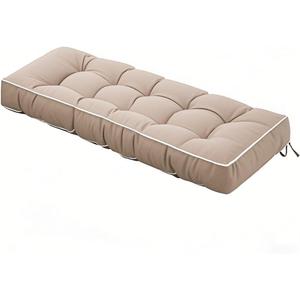 Outdoor Bench Cushion with Ties,41 inch Water-Resistant Thick Tufted Loveseat Seat Cushion for Patio Furniture (Khaki)