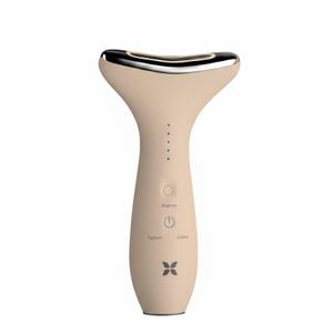 REVO Genie | 3-in-1 Face & Neck Beauty Massager with Heat, 3 Light Therapies, Smart Vibration | Red Light, Blue Light, Green Light Therapy for Smooth Glowing Skin - Beige