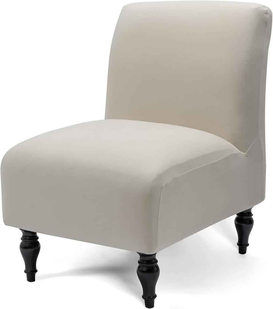 Liykimt Armless Accent Chair Cover Slipcover,Slipper Chair Stretch Spandex Removable for Armless Chair Furniture Protector for Living Dining Room Hotel (Beige, 1)