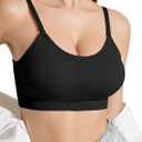 Padded Bralette Sports Bras for Women Pack No Underwire Adjustable Straps Low Back Bra Sleep Bras Lounge Bras for Women (US, Alpha, Small, Regular, Regular, Black) (Black)