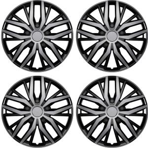4 Pack Universal Hubcaps Replacement R15 15 inch, Steel Wheel Rim Cover for Most Auto, 15" 15 in Wheel Covers Hub Caps (Gray+Black Color, 15 inch)