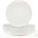 Dinner Plates Set of 12, 10-1/2 inch Glass Salad Plate Set Scratch Resistant, Kitchen White Plates for Serving Dishes, Microwave and Dishwasher Safe