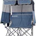 Double Camping Chair with Canopy,2 Person Folding Chair with Canopy, Blue, Standard