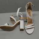 IDIFU Women's Block Low Chunky Heel Strappy Sandals Open Toe Ankle Strap Dress Wedding Evening Shoe for Women Bridal Size 7