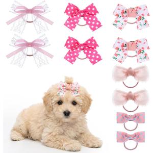 10PCS Dog Hair Bows Dog Bows for Small Size Dogs Cute Dogs Hair Bow with Rubber Bands for Cat Puppy Small Pet