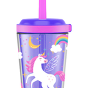 Cute Tumbler with Lid and Straw Double Wall Insulated Acrylic Cup for Girls Women Kids, 18oz/550ml (Unicorn)